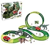🦖 【Fácil de ensamblar】 La nueva pista de diseño es muy resistente y tiene un mejor sistema para bloquear algunas de las antiguas. La configuración tarda aproximadamente media hora. Asegúrese de que las piezas de la pista estén completamente encajadas. El bucle y el giro elevado son resistentes y fáciles de armar. Longitud de la pista: 3 m/9,8 pies