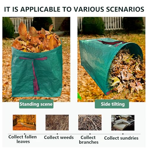 Bolsas para hojas de gran capacidad para recoger césped sin dolores de espalda ni caídas 4