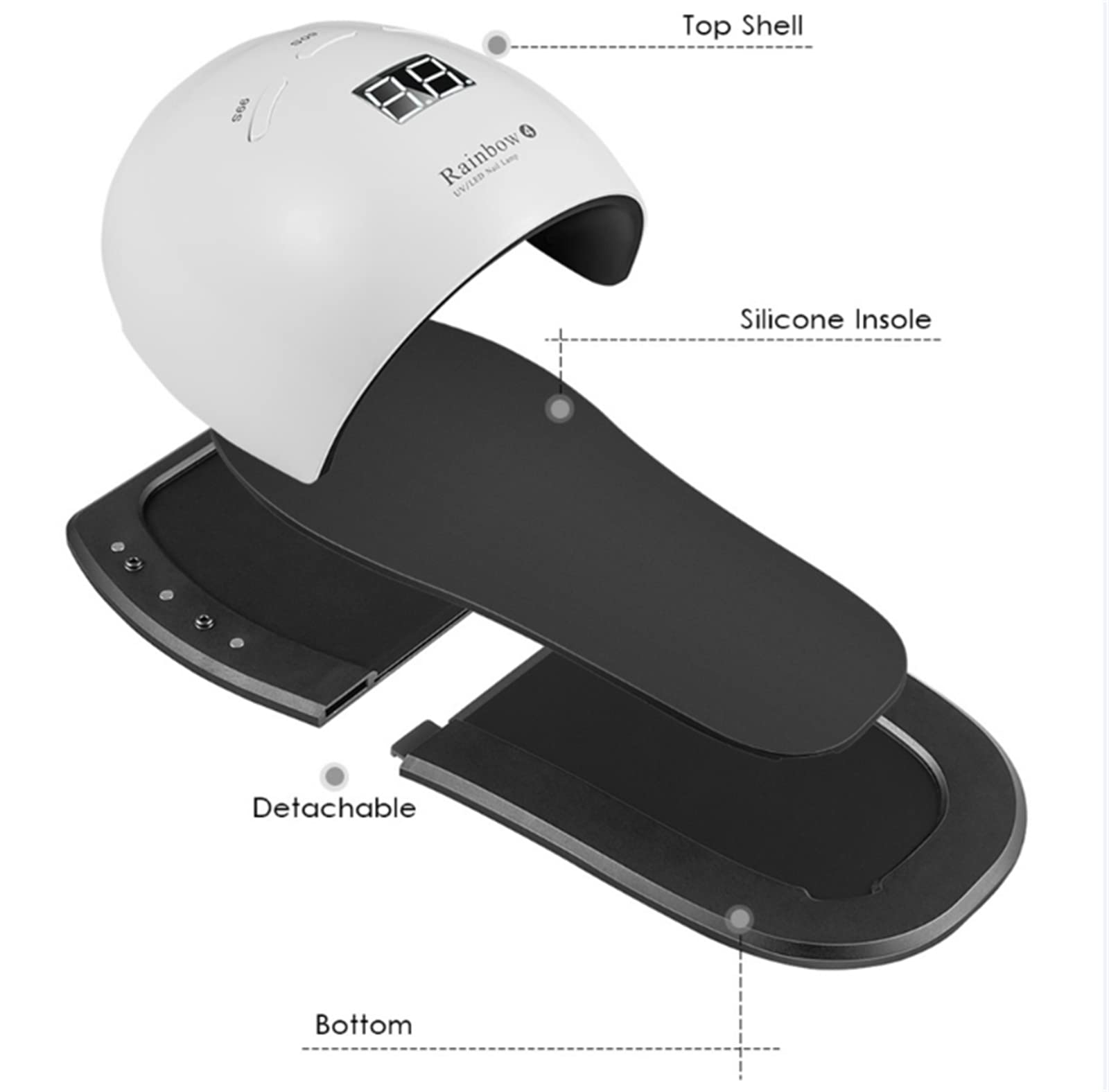 Asciuga smalto per unghie, lampada LED per unghie, lampada sensore intelligente 48W 30 LED lampada per asciugatura smalto gel con piedini sensore automatico per manicure