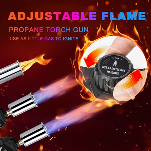 Image of Propane Torch with Detachable Design - Adjustable Flame Blow Torch for BBQ, Searing Steak, Grilling, Campfires, Welding & Sous Vide - Kitchen Torch for Charcoal Grills & Camping (Tank Not Included)