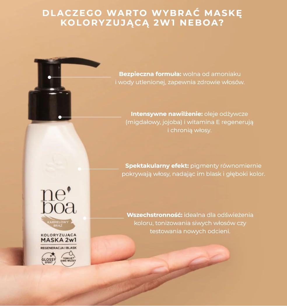 Neboa maska koloryzującą 2w1 Karmelowy Brąz 100 ml
