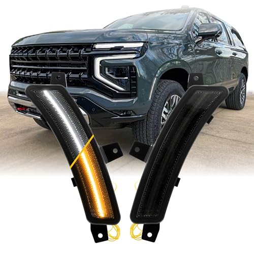 USR UNIQUE STYLE RACING 25-Up GMT-T1 SUV Side Marker Light – Front Parking Lamp (Left + Right) set- Compatible with 2025+ Chevy Suburban Tahoe Yukon Escalade (SMOKE LENS w/WHITE+AMBER SEQUENTIAL LED) by USR UNIQUE STYLE RACING - Used condition - US$45.55