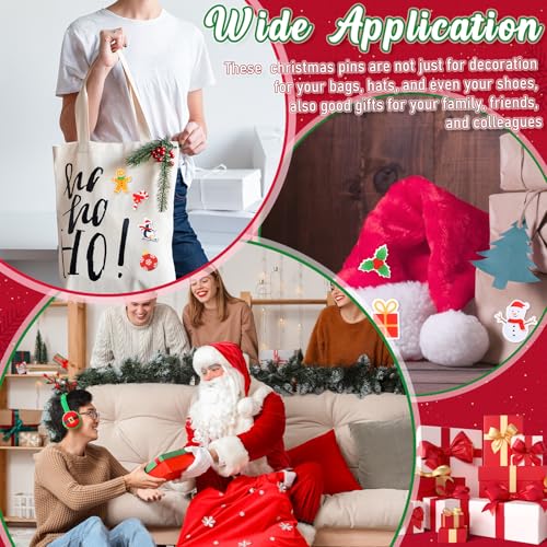 Image of 120 Pcs Christmas Pins Bulk Lapel Acrylic Pin Women Backpack Brooch Colorful Pins Gifts for Party Decoration