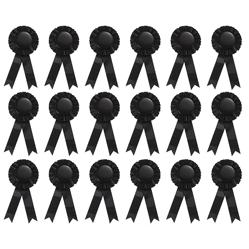 Fleur ruban honorable PATIKIL plissée | Lot de 18 rosettes vierges noires rigides pour DIY