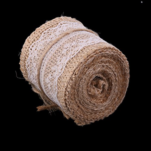 Image of Imported Hessian White Lace Burlap Craft Ribbon for Vintage Wedding Home Deco...-15013903MG