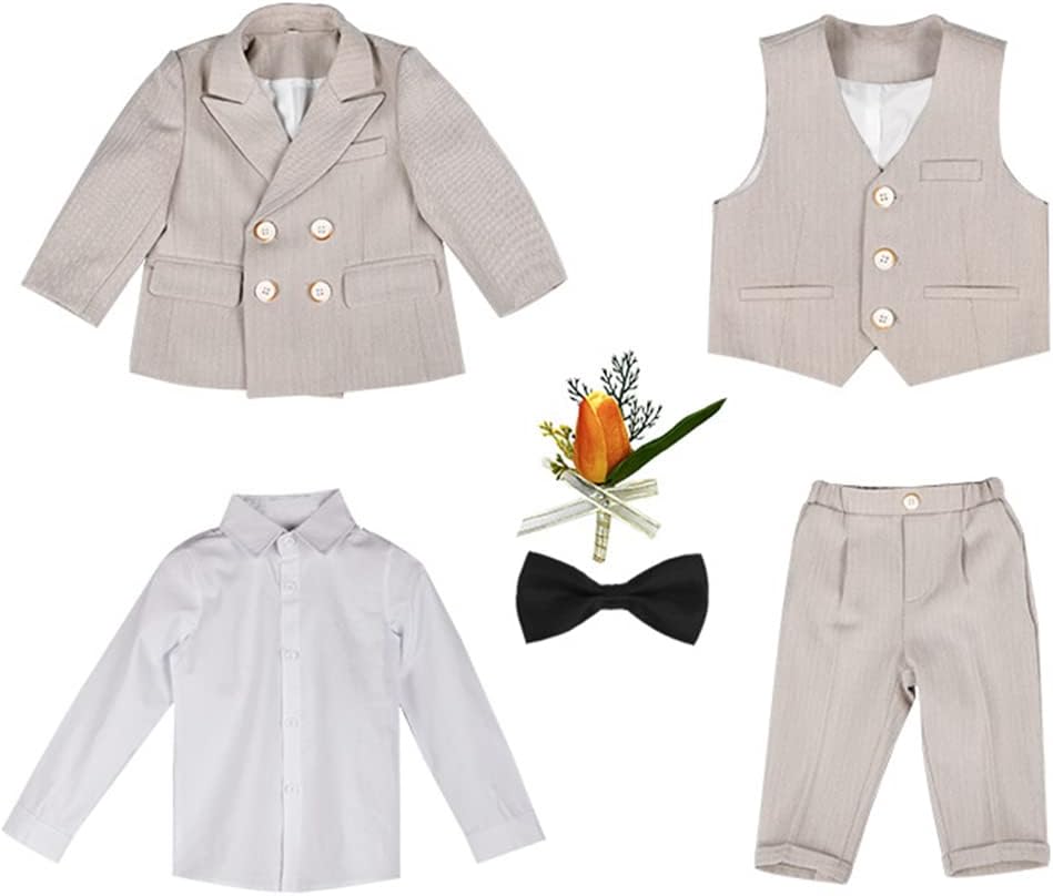 Abito Formale Bambino Righe Blu - Completo Giacca E Pantaloni Per Cerimonie E Matrimoni