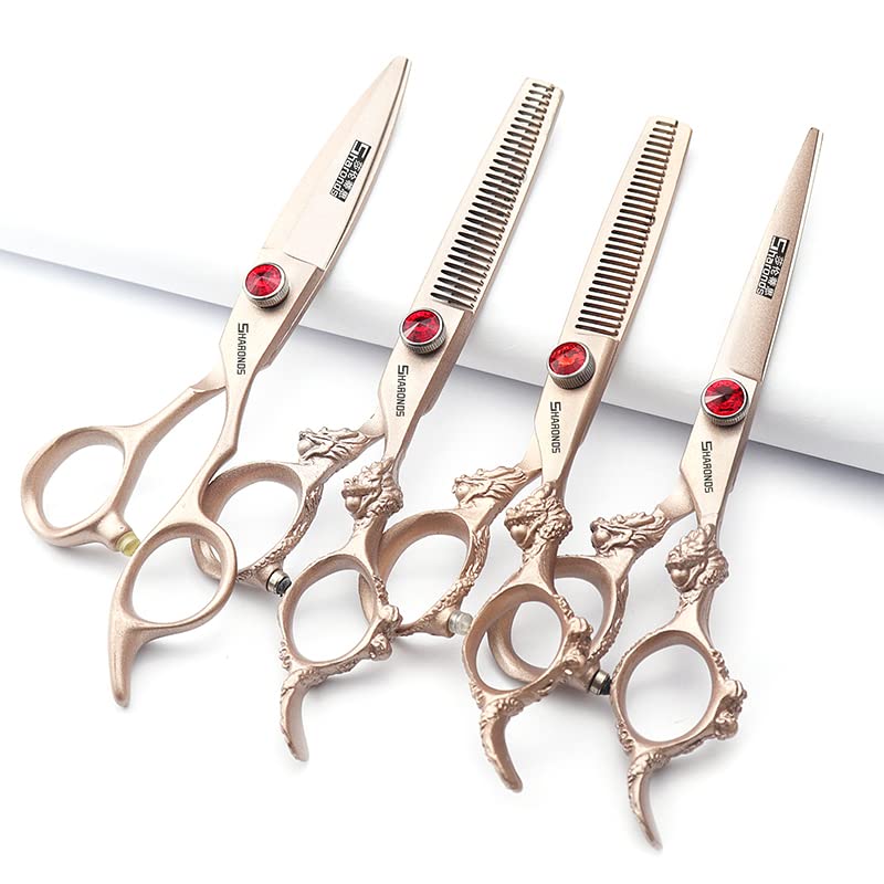 Ciseaux japonais de coiffure 440C argent or rose pour salon et effilage
