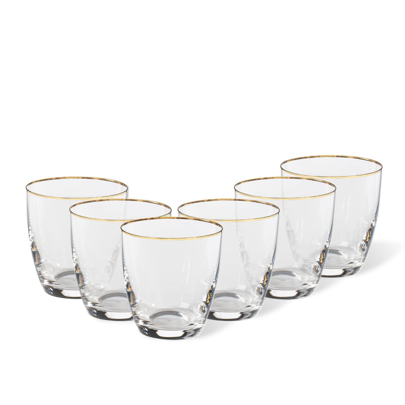 Casafina Sensa collection Glass Drinkware Set of 6 Tumblers glasses golden rim 14 oz