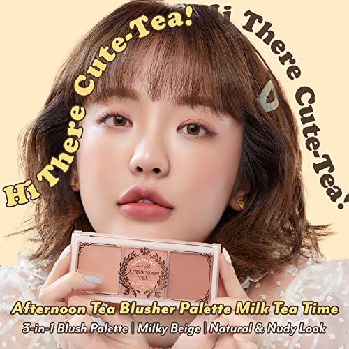 I'm Meme Palette - Afternoon Tea Blusher | Milk Tea Time, Blush For Cheek, Natural & Neutral, Buildable & Blendable, 3 Shades Palette, Matte Powder Blush For Face & Cheeks, For All Skin Tones, 0.42 Oz #TOP1