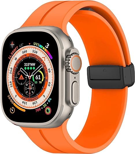 Image of Soft Silicone Sport Band Compatible with Apple Watch Ultra 49mm 45mm 44mm 42mm Magnetic Clasp Adjustable Strap For iWatch Series 10 9 8 7 6 5 4 3 2 1 SE Ultra 2nd gen (Only Strap, No Watch)