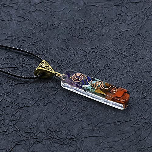 カラフルなチップストーンナチュラルチャクラオルゴンエネルギーペンダントネックレス振り子アムレオルゴナイトクリスタルネックレス-60x10mm