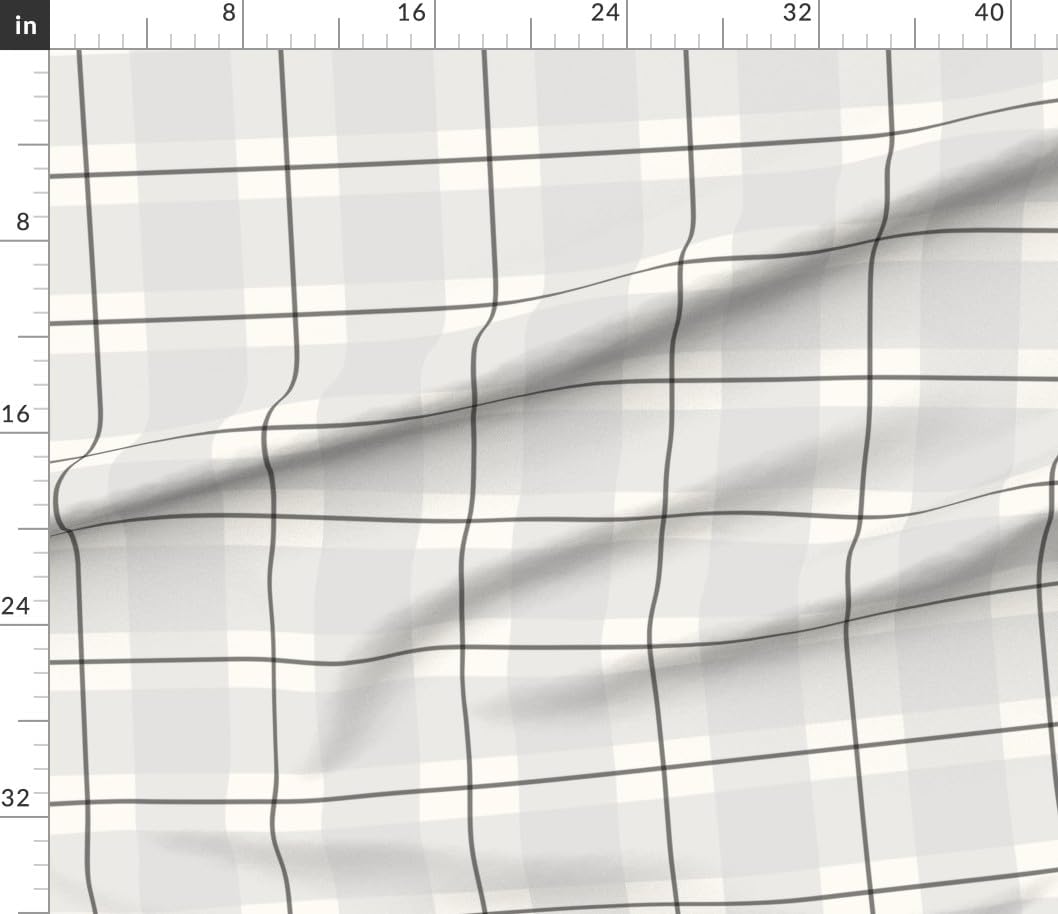 Spoonflower Fabric - Plaid Tartan Large Scale Neutral Classic Gray Boys Room Library Home Printed on Cotton Poplin Fabric by The Yard - Sewing Shirting Quilting Dresses Apparel Crafts