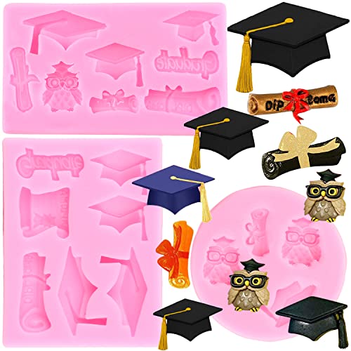 ZiXiang Graduation Silicone Mold Doctoral Cap Diploma Fondant Mold Set Of 3