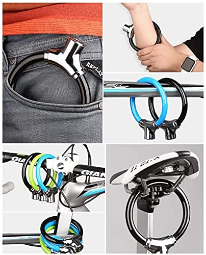 Candado portátil para Bicicleta con Mini Anilla antirrobo y Cable de Acero, Ideal para Bicicletas de montaña y Carretera (Color Azul)