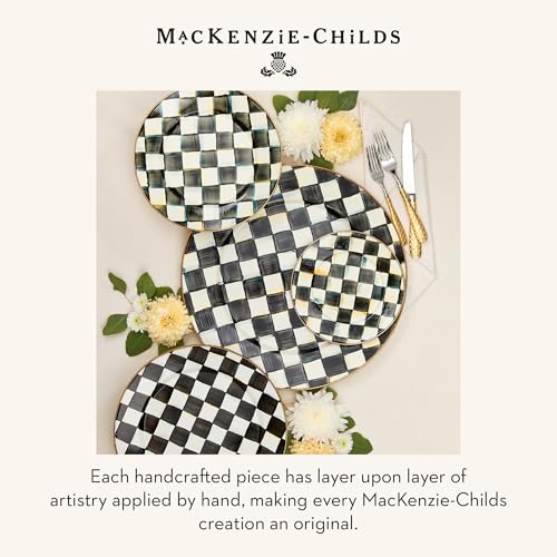 Image of MACKENZIE-CHILDS Enamel Charger Plate, Black-and-White Courtly Check