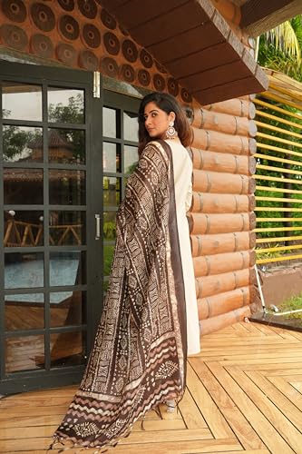 Image of Khadi Kurtaset With Khadi Silk Dupatta For Womens