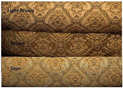 Miniatura 2 de The Yard - Tapiz de damasco de chenilla, tela de tapicería, 60 pulgadas de ancho, vendido por The Yard (oliva (salvia)dorado)