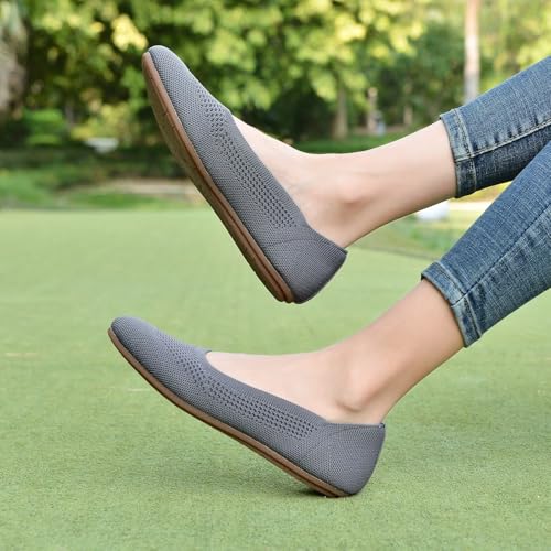 Image of poemlady Women's Ballet Flat Shoes Dress Shoes Knit Round Toe Slip On Ballerina Walking Flats Shoes for Woman Low Wedge Casual