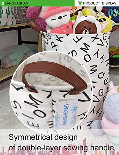Langyashan Laundry Basket Canvas Fabric Collapsible Organizer Basket For Storage Bin Toy Bins Gift Baskets Bedroom Clothes Children Nursery Hamper (Alphabet) #TOP4