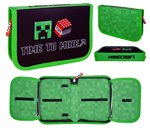 ASTRA Minecraft Bedrock Case - Estuche para lápices, Estuche para lápices, Estuche para la Escuela, Estuche Grande, Caja de lápices Minecraft, carbón, Estuche para Cover