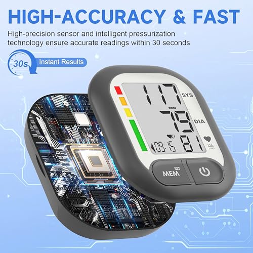 Blood Pressure Monitor Adjustable Wrist Cuff for Home Use Automatic BP Machine Large Digital LCD Display 199 Memory Batteries Included with Carrying Case, Grey - Image 4