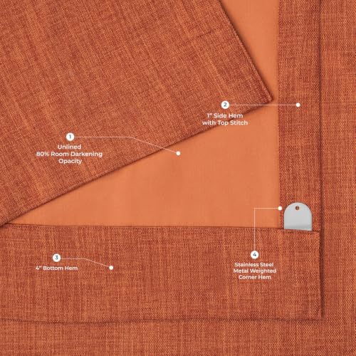 Image of HPD Half Price Drapes Grommet Linen Curtains 84 Inches Long Room Darkening Curtains for Bedroom & Living Room (1 Panel), 50W x 84L, Desert Orange
