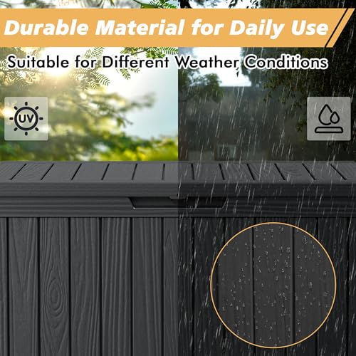 Fancyango 85 Gallon Large Outdoor Storage Deck Box Waterproof Black - image 3