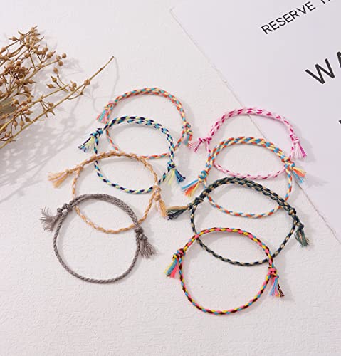 Firazio 30Pcs Woven Wrap Friendship Bracelets For Women Handmade Braided Summer Beach String Adjustable Colorful Bracelets #TOP6