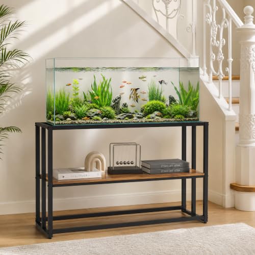 Image of 55-75 Gallon Fish Tank Stand 900LBS Capacity For Aquarium Metal Stand,Brown | Powder Metal Fish Tank Stand 48.4 inchx19.7 inchx31.5 inch Dual-Layer Design Terrarium Stand Ideal for Home and Office & Small Pet Shop