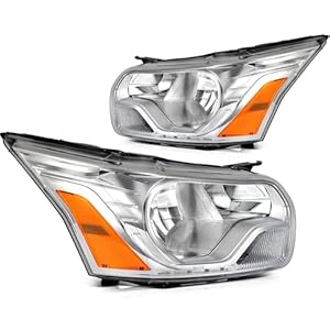 Headlight Assembly Fit with 2015-2023 for ford TRANSIT 150 250 350 Chrome Housing Amber Reflector Pair CK4Z13008M FO2502357