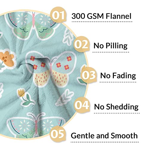 Butterfly Blanket Gifts - 60"x80" Cute Throw for Women, Girls - Green Soft Fuzzy Blankets for Bed, Couch & Living Room