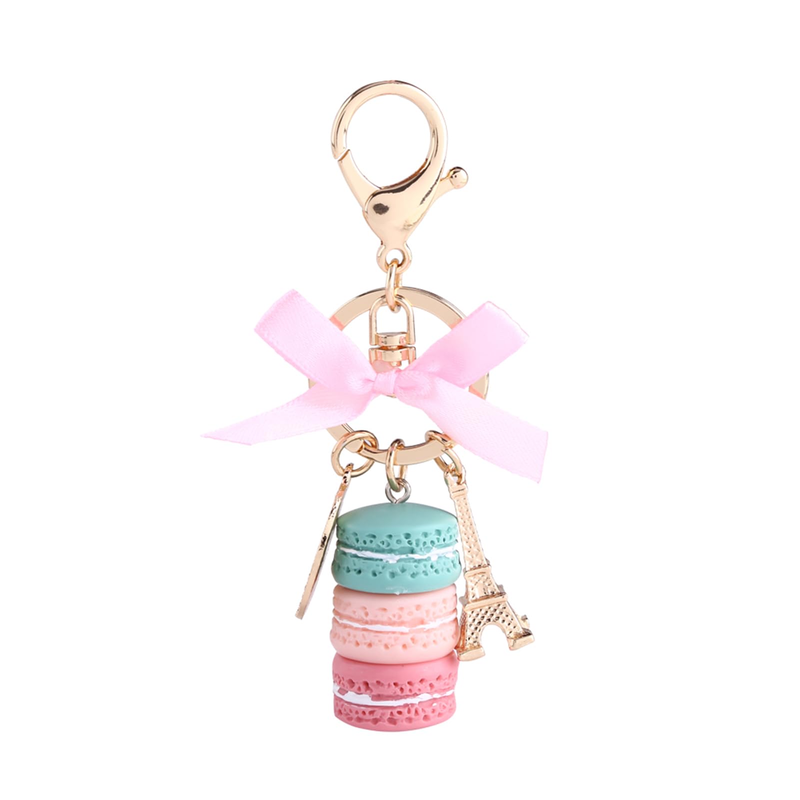 Hztyyier 12cm Macaron Keychain Ring, Colorful Alloy Keychain Adorable Macaroon Eiffel Tower Keyring Bag Pendant Car Charm Decoration(#4)