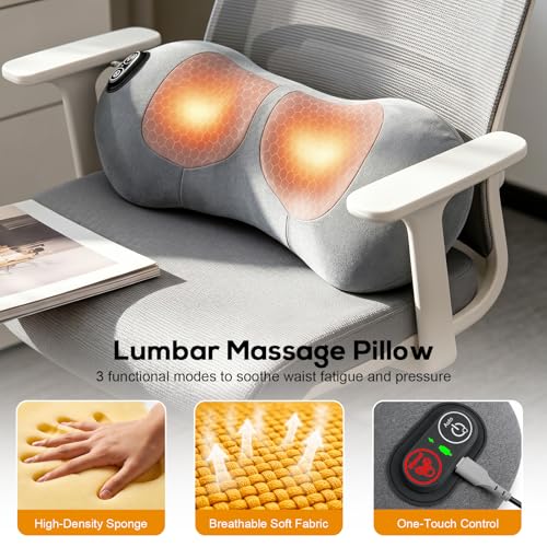 Image of Upgraded Triple Fusion Back Massager with Heat, Vibration & Stretch, Grey