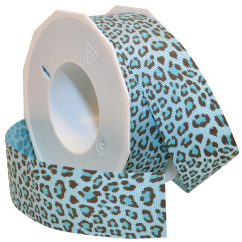 Morex Ribbon Leopard Grosgrain Ribbon, 1-1/2-Inch by 20-Yard, Light Blue, 05638/20-602