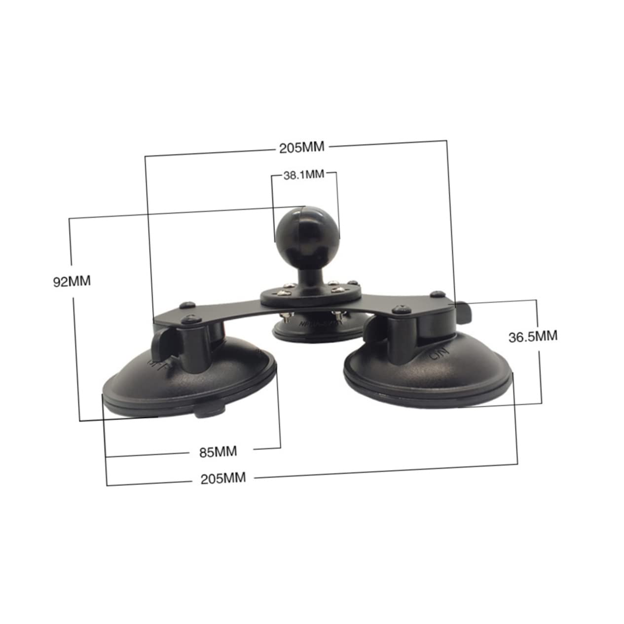 NUOBESTY Accesorios de Cabezal Esférico Soporte de Ventosa Triple para Parabrisas Compatible Soporte para Ventana y Montaje de Succión Ajustable