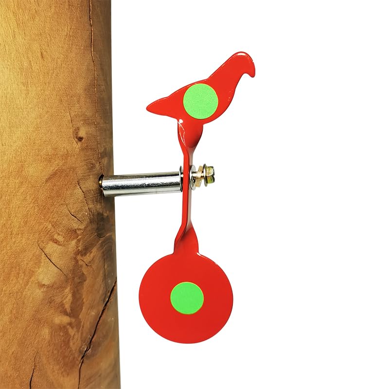 Wingswinmax Small Spinner Air Gun Target - Screwed-Type Steel Plinking Bird BB Gun Slingshot Target (Red Bird)