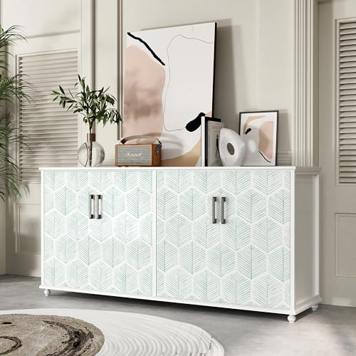 Image of MelunMer Geometric Peel and Stick Wallpaper Boho Green White 17.3''x78.8''