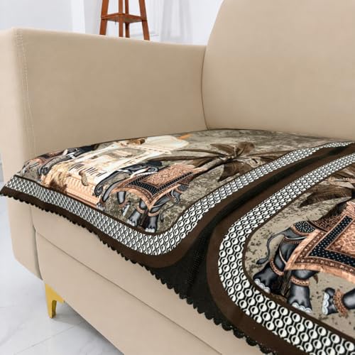 Image of Homerz Premium 'Luxe Series' Sofa Cover | Holland Velvet Fabric | Smooth Finish | Anti-Slip Fleece Backing Couch Protector (Maharaja, 2 Seater, Only Seat Cover)