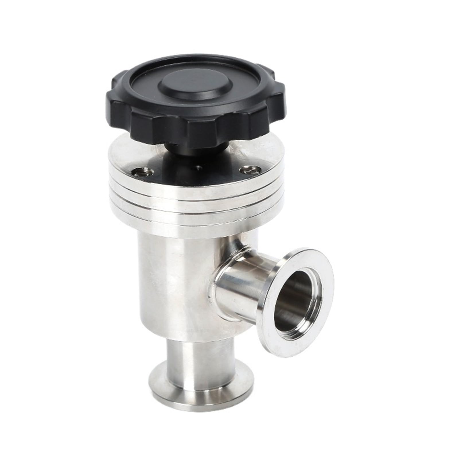 Belovek One Color Manual Vacuum L-Type Angle Valve Nw/Kf Sealed Flapper Ss304/Ss316l Clamp Various Fittings(Kf25)