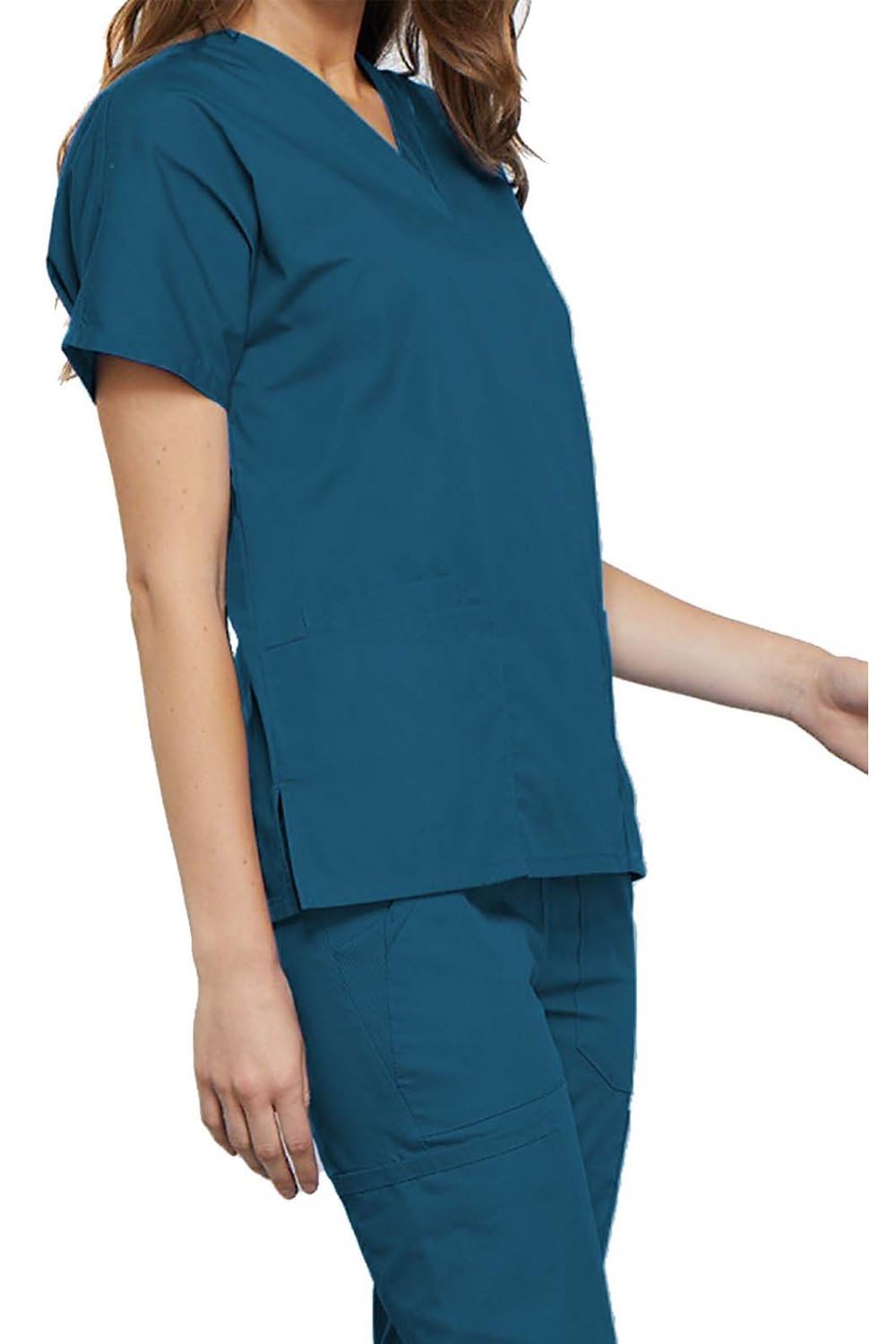 Cherokee Women's Caribbean Blue - Woman Scrub Top Originals - Medical Clothing - With Pockets - V-Neck - Wwe4700 - Xxs