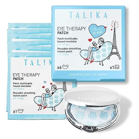 Talika Eye Therapy Patch - Instant Smoothing Eye Patches - Mask For Dark Circles & Tired Eyes - 6 Pairs Reusable & Travel Case Cover