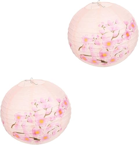 ABOOFAN 2 linternas de papel japonesas decoran flores de cerezo linternas de papel japonesas de hierro