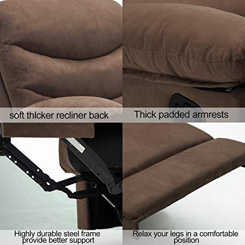 HEYNEMO Recliner Chair, Modern Recliner Chair for Living Room, Manual Adjustable Recliner Chair Recliner Sofa for Living Room Bedroom Office, High Back Comfortable Single Chair Recliner Chair Coffee - Thumbnail 3