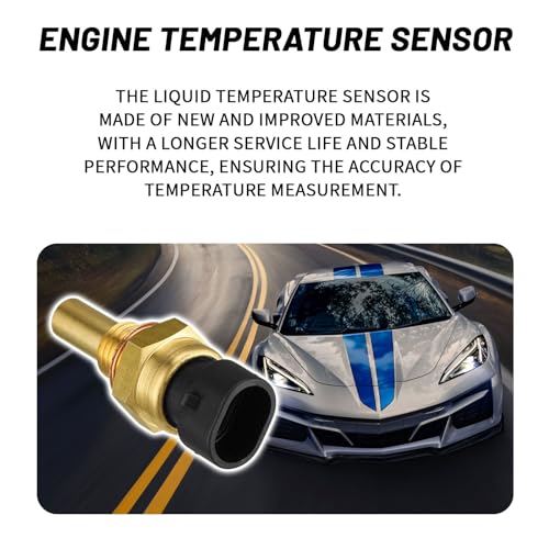 MLAHUIER 1 PC Engine Coolant Temperature Sensor, ECT Temp Sensor Compatible with Chevy GMC Cadillac Buick, Replacement OEM#12608814 15404280 12191170 60811520(Gold)