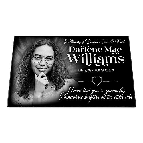 Grave Marker 16x10", Temporary or Permanent, Personalized w/Photo & Text, Diamond - Engraved