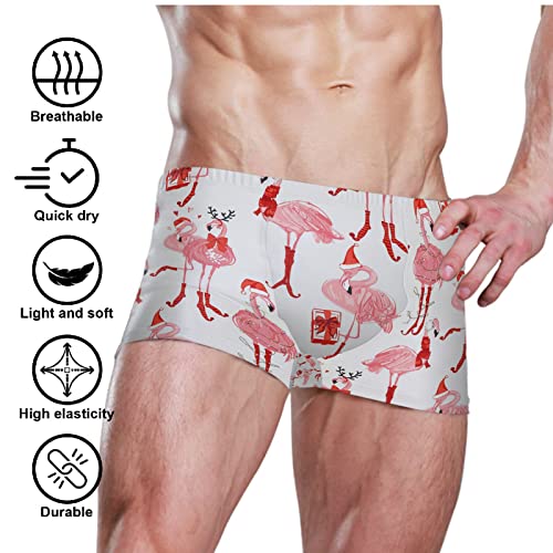 Boxer Briefs Swimming Trunks Mens Christmas Flamingos Xmas Bird Beach Bikini Underwear Medium2