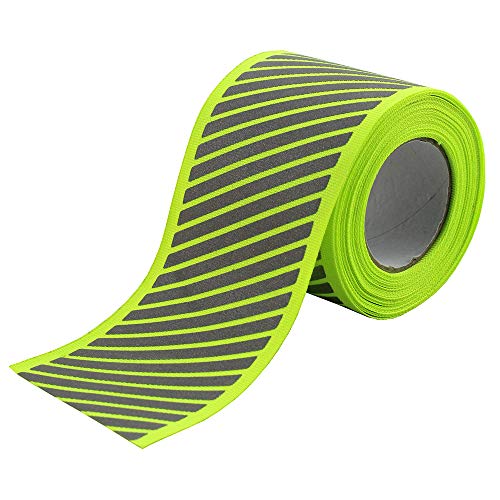 High Visibility Reflective Fabric Stripe Webbing Ribbon Sew On for Clothing 2  x 16.5ft W02 (Green)