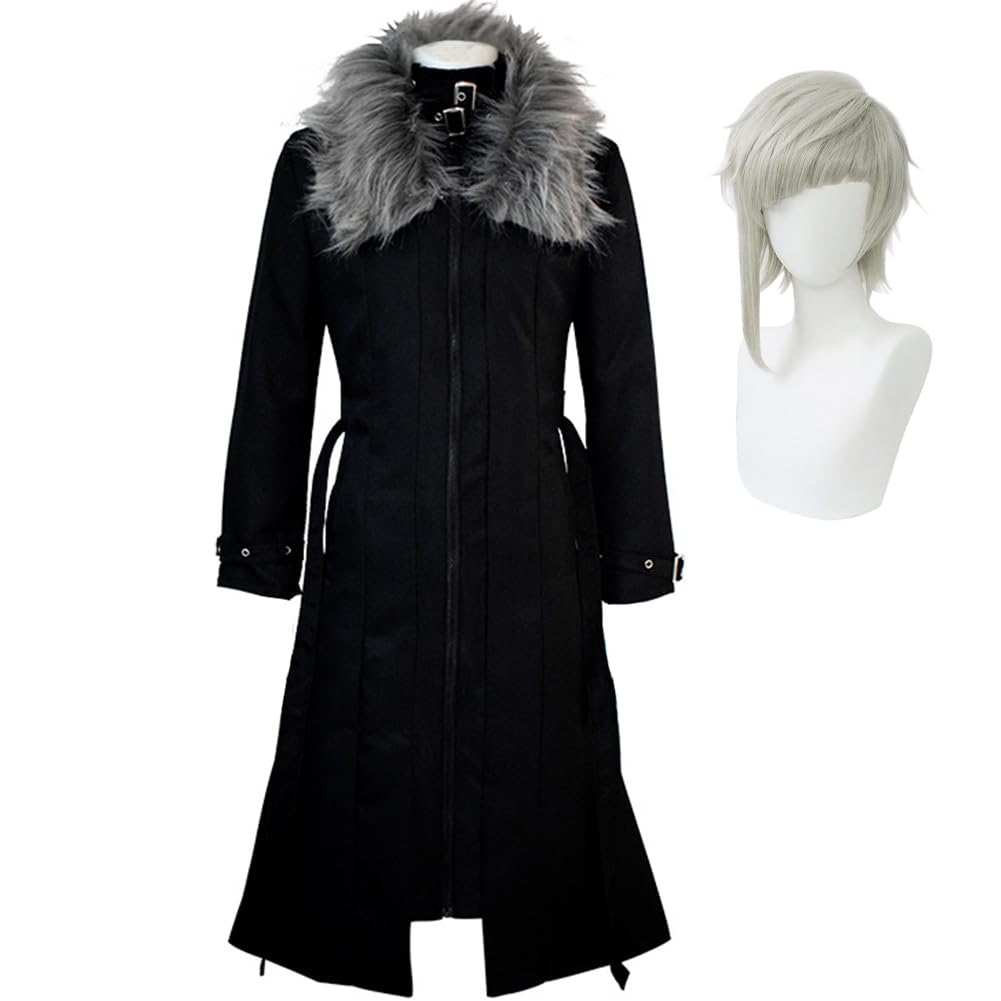 BSD Nakajima Atsushi kostium cosplay, anime, Dazai Osamu, stroje cosplay, czarny, mundur, kurtka z wiatroszczelnym futrzanym kołnierzem, Halloween, Boże Narodzenie, karnawał, przyjęcie