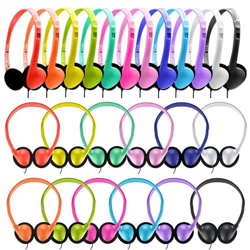 Yoley Classroom Headphones Bulk 25 Pack Class Set for School Students Kids and Adult -Sturdy Wired 3.5mm Plug (Mixed, 25 Pack)