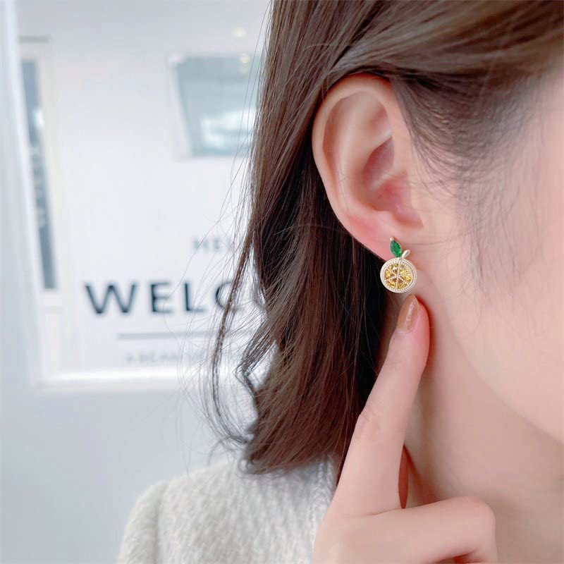 Lemon Water Diamond Earrings Cubic Zirconia Lemons Stud Earrings Exquisite Sparkling Lemon Jewelry for Women (A)3